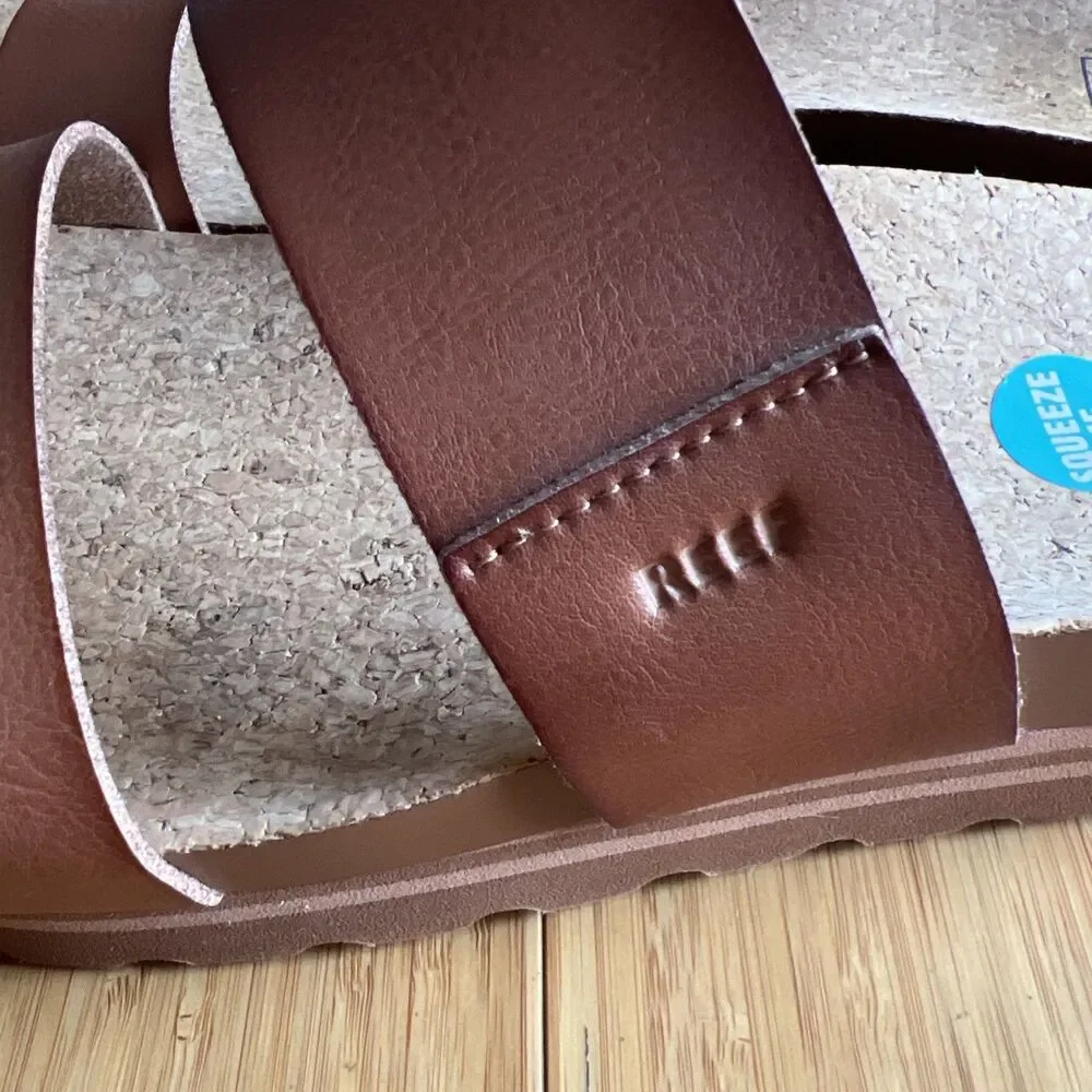 REEF SHOES SANDALS cushion vista hi espresso duo Sz 9 chunky cork double strap